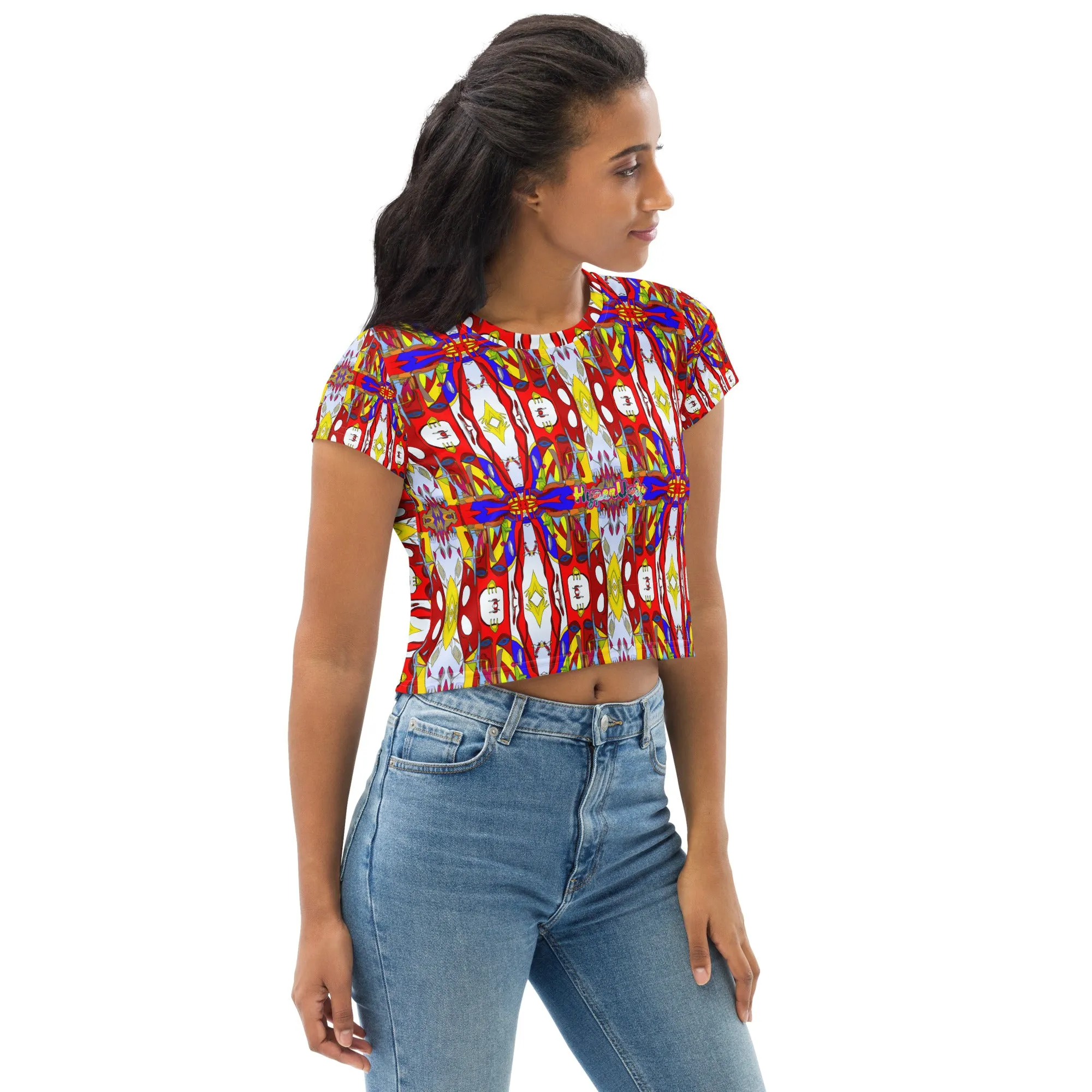 4 Women's Crop Tee - Hello, Abstracto