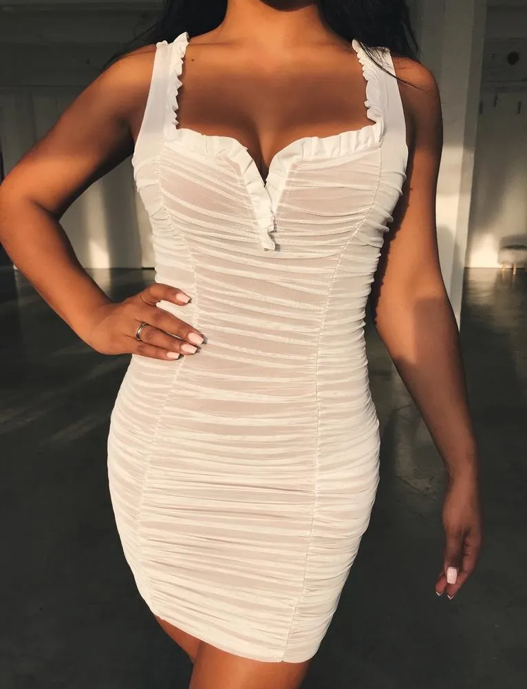 Afra Dress - White Mesh