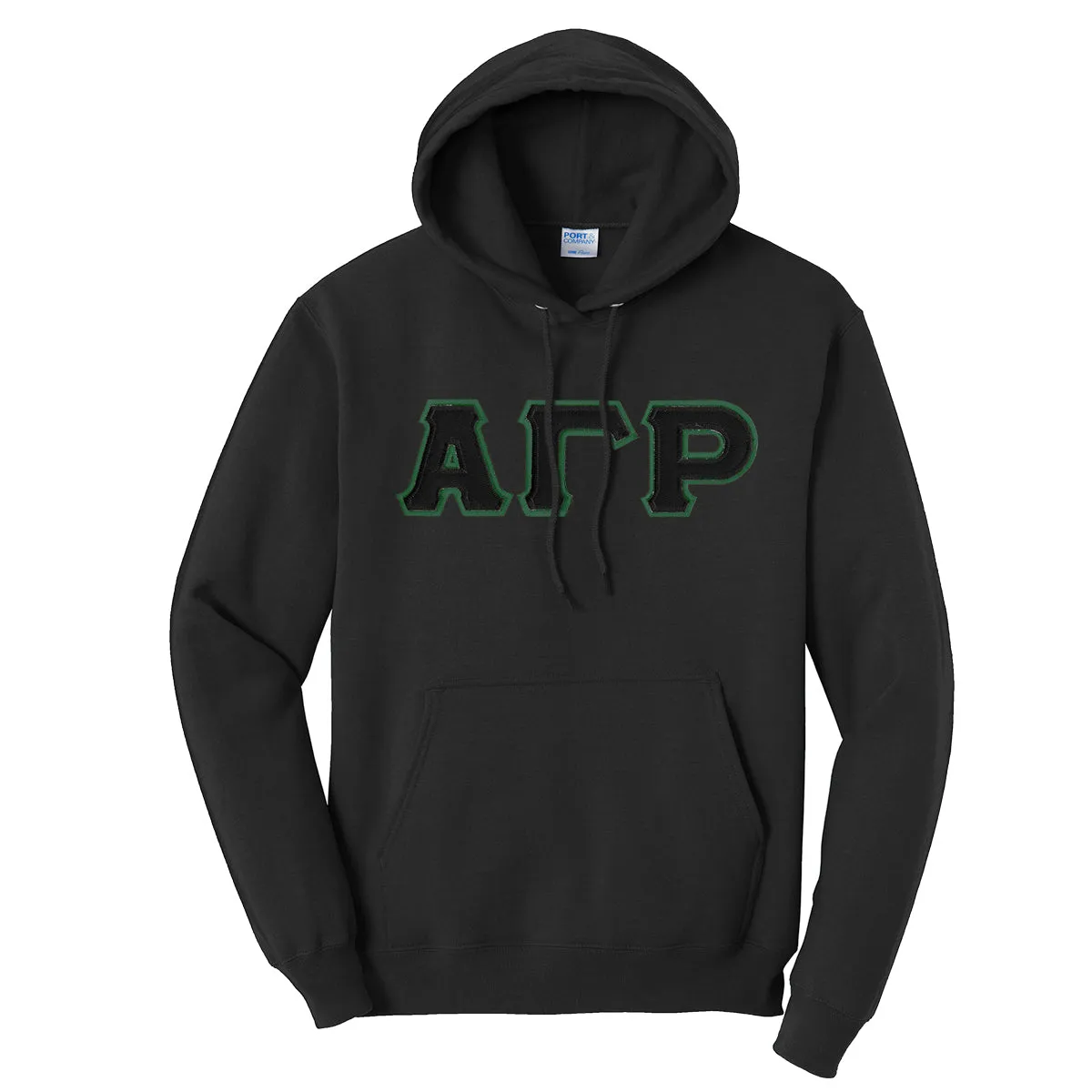 AGR Black Hoodie with Black Sewn On Letters