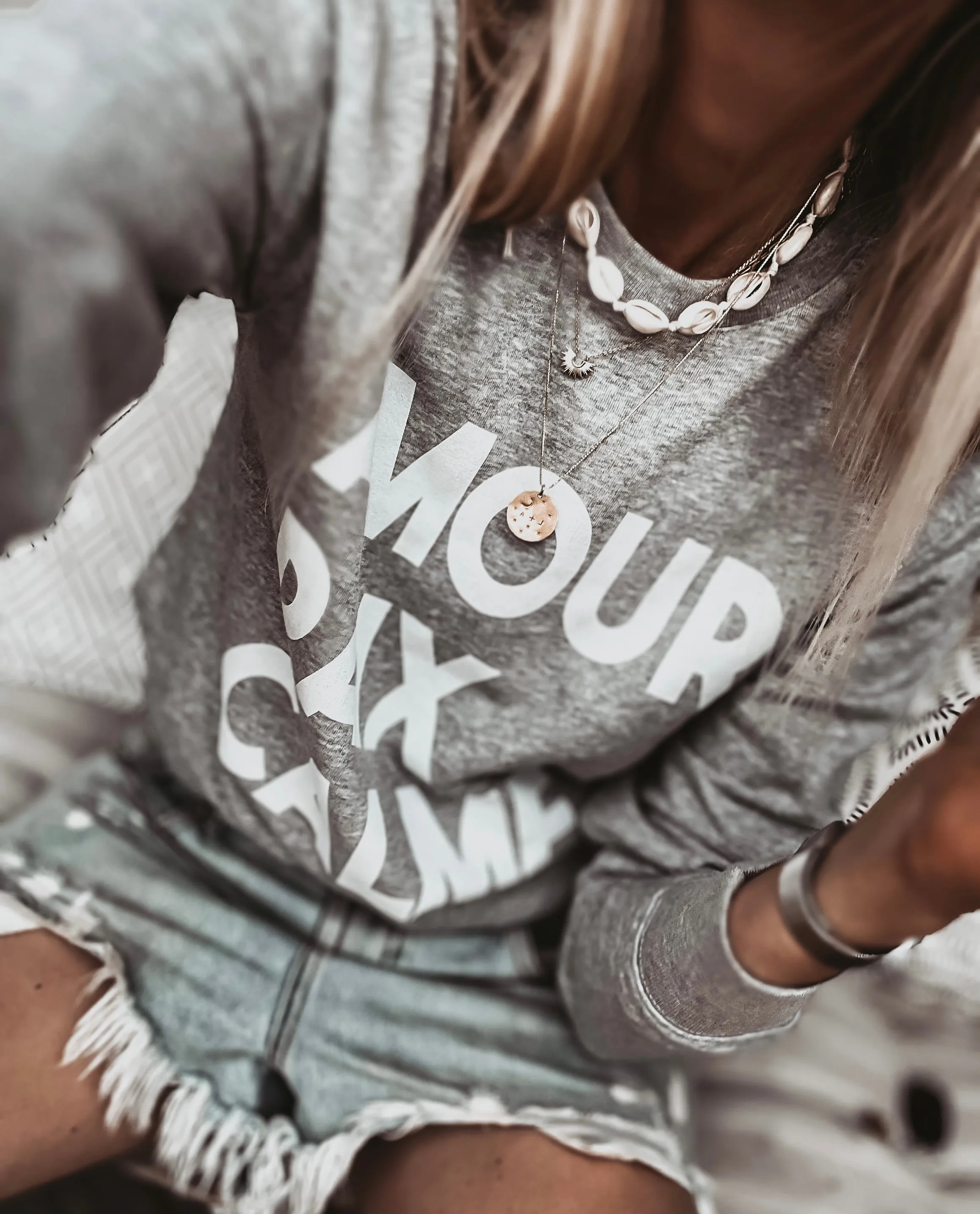 AMOUR PAIX CALME GREY/WHITE sweatshirt *NEW*