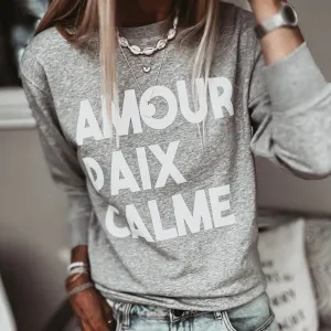 AMOUR PAIX CALME GREY/WHITE sweatshirt *NEW*