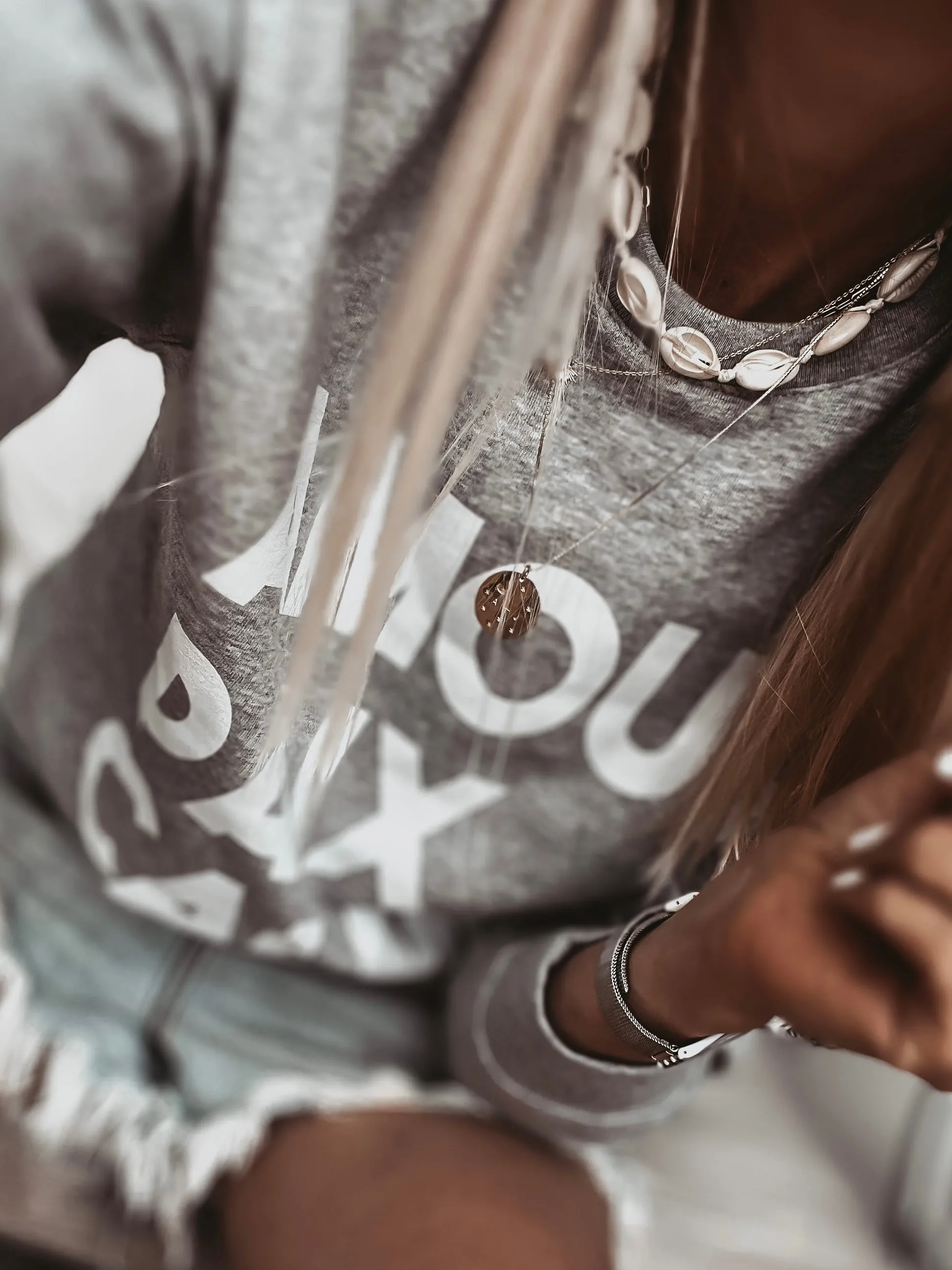 AMOUR PAIX CALME GREY/WHITE sweatshirt *NEW*