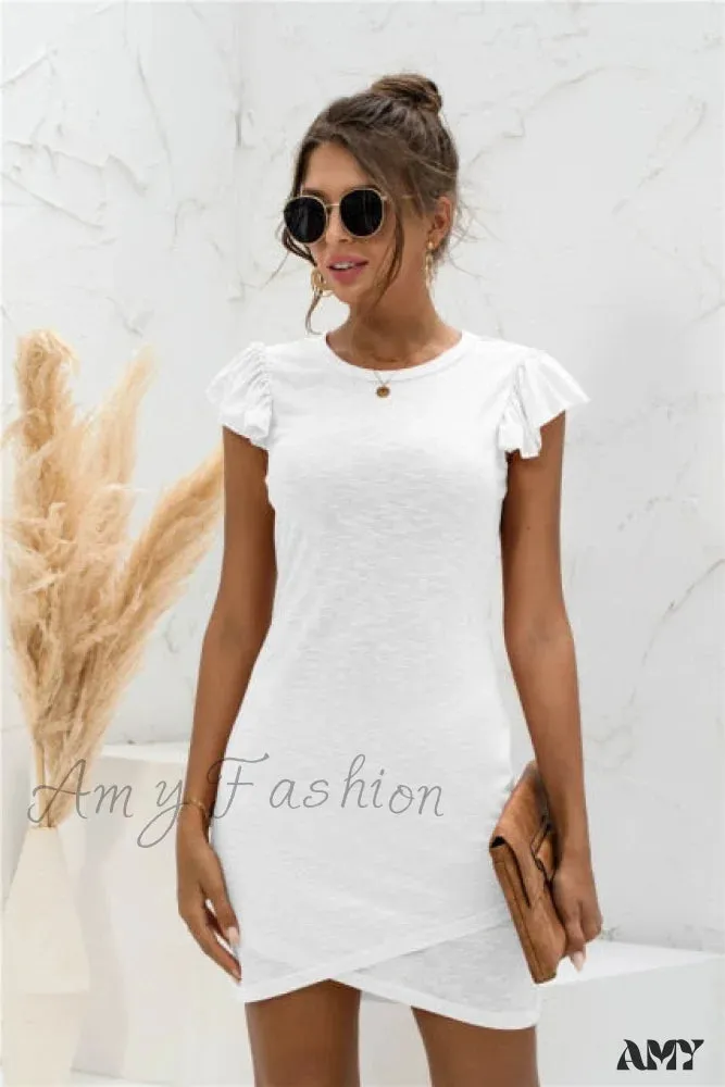 Amy Fashion - Hot Sale Ruffled Short-sleeved Cross Dress