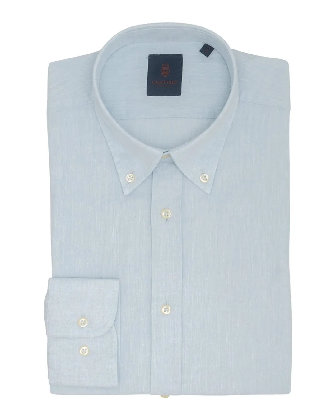 Aqua Blue Plain Slim Fit Long Sleeve Buttondown Collar Linen Shirt