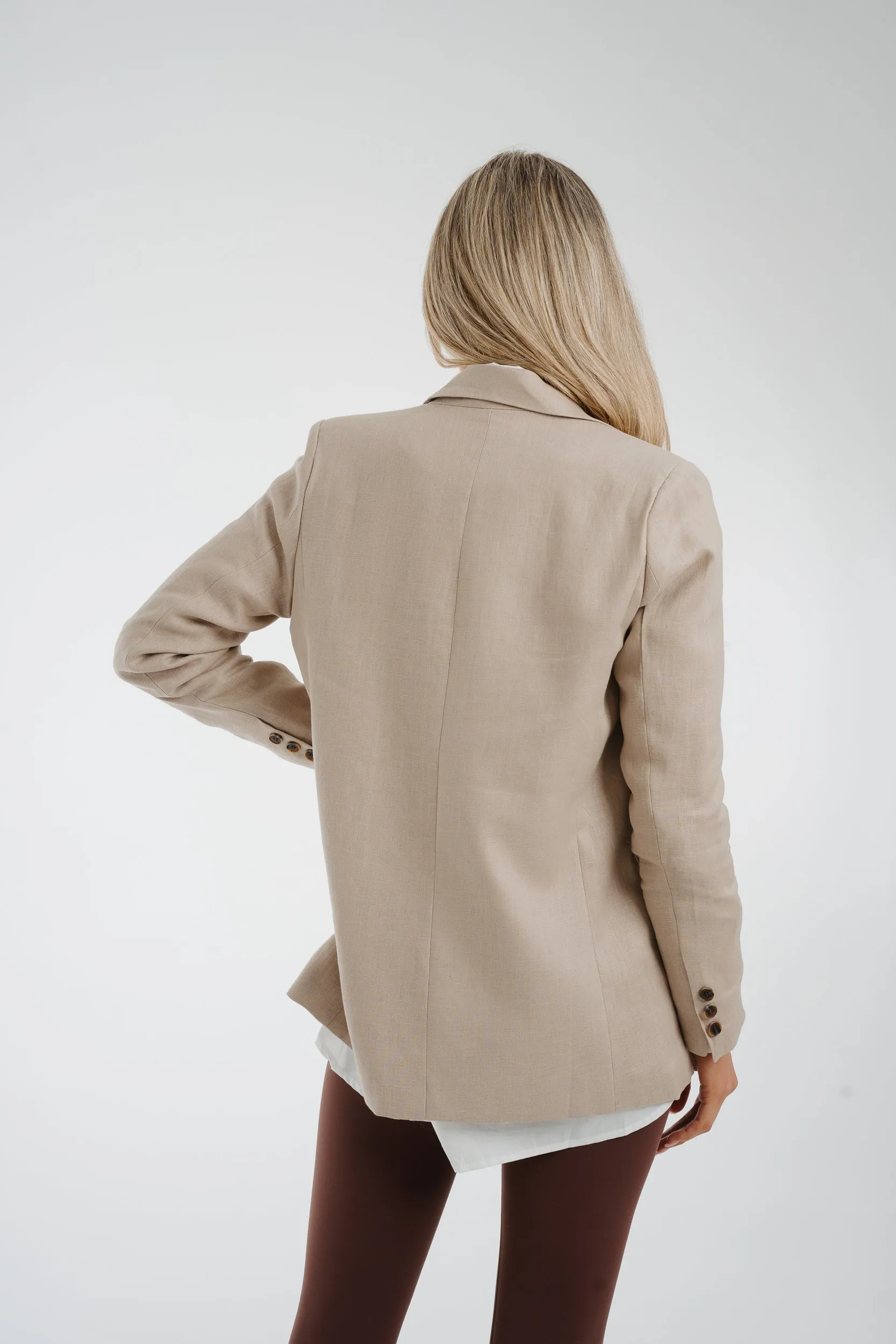 Arabella Linen Blazer In Taupe