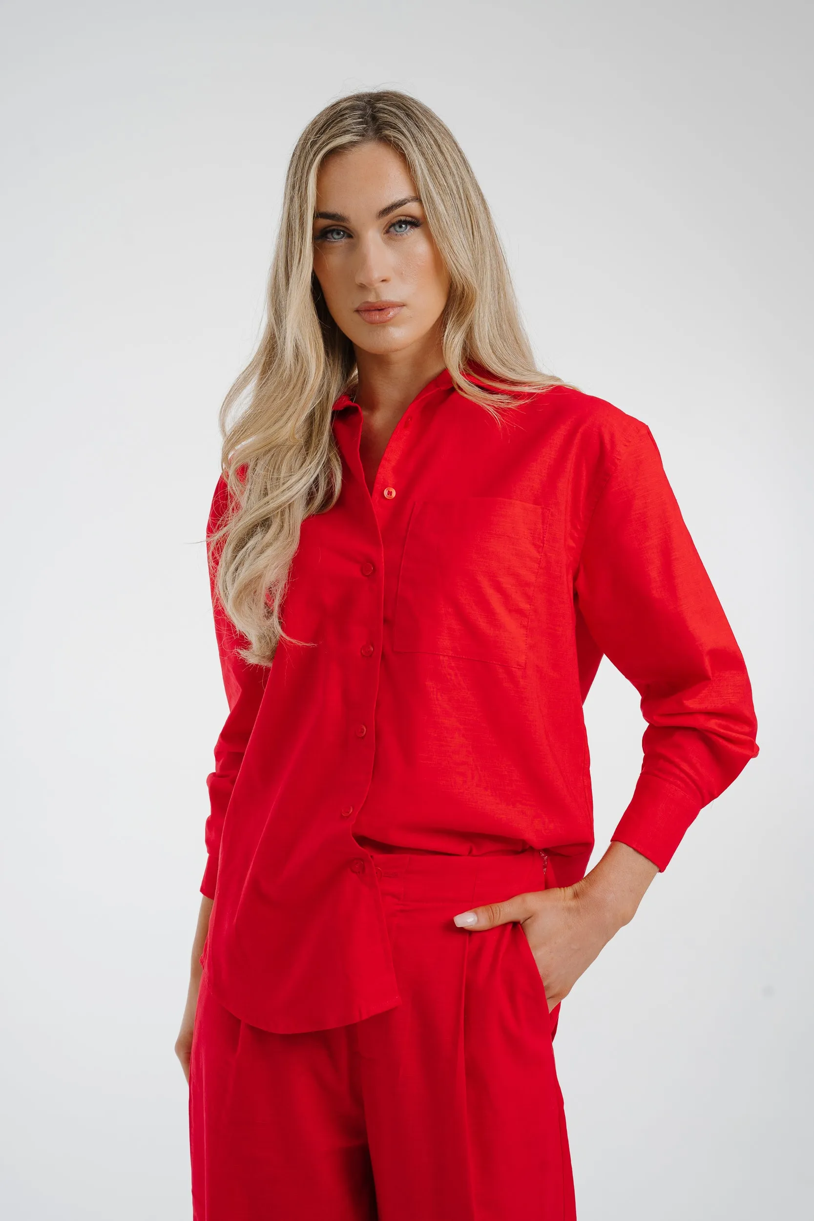 Arabella Linen Mix Shirt In Red