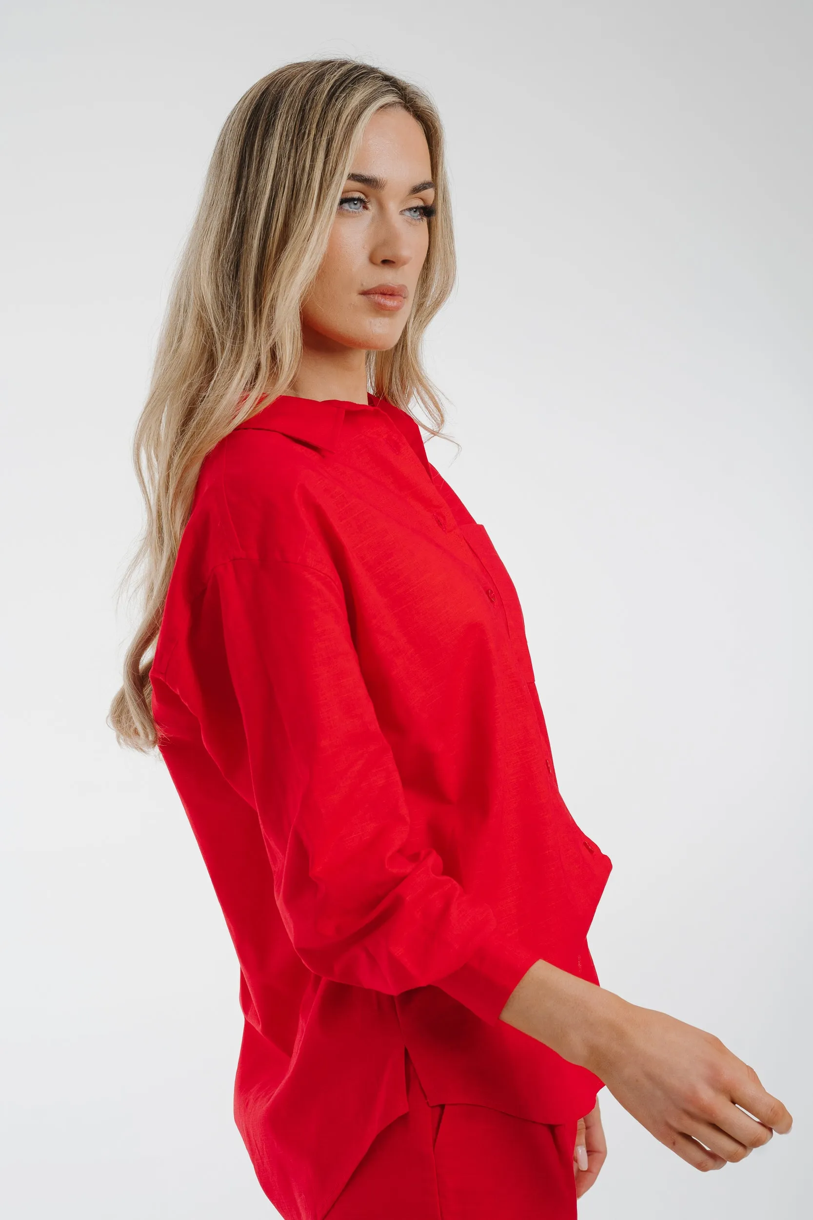 Arabella Linen Mix Shirt In Red