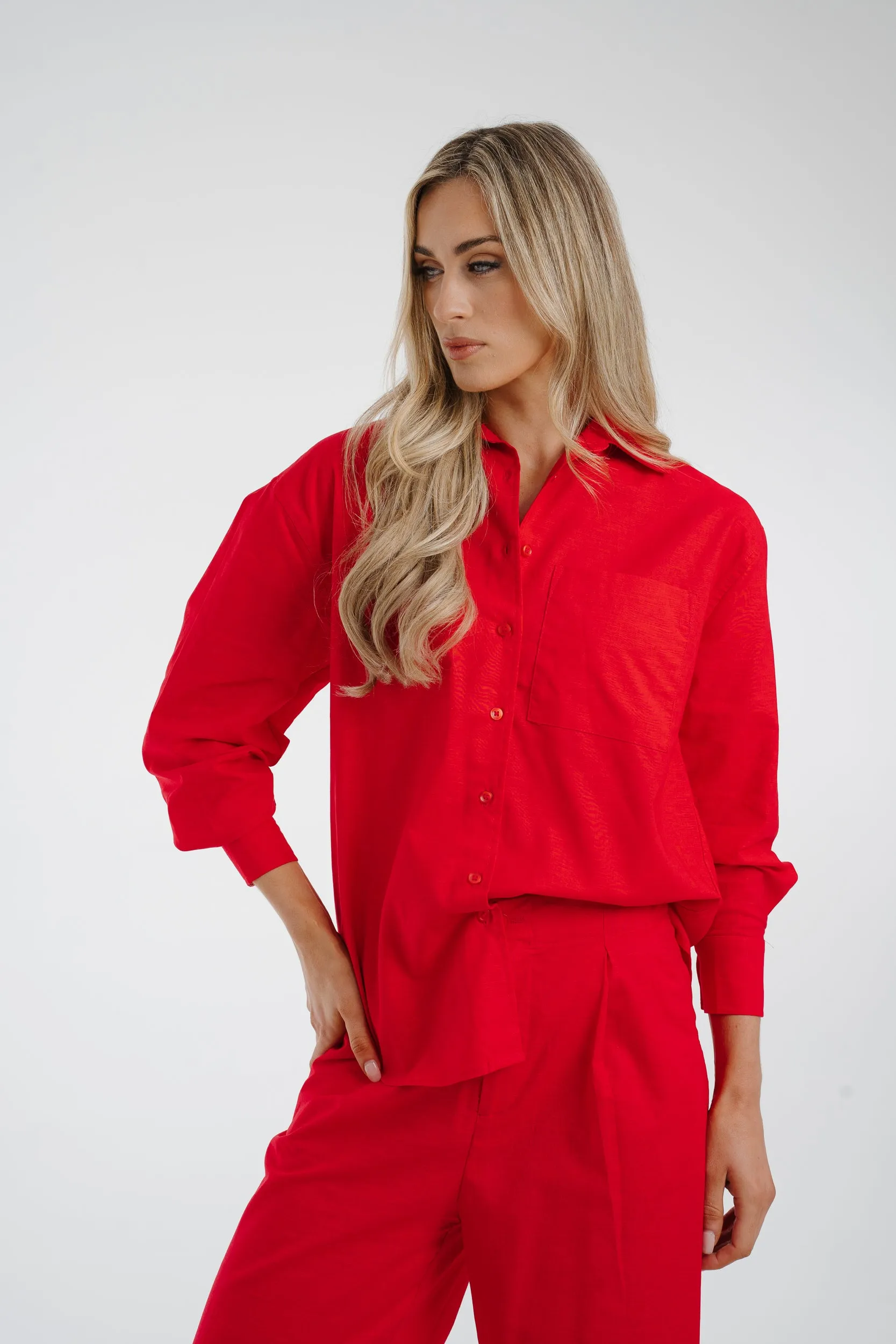 Arabella Linen Mix Shirt In Red