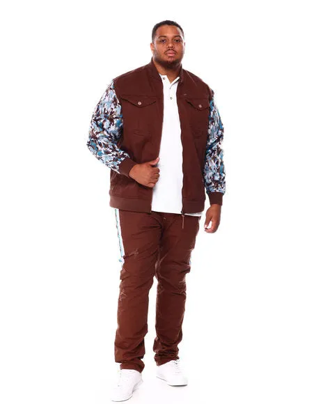 ATIZIANO Robert | Men's Twill Bomber Jacket (BROWN)