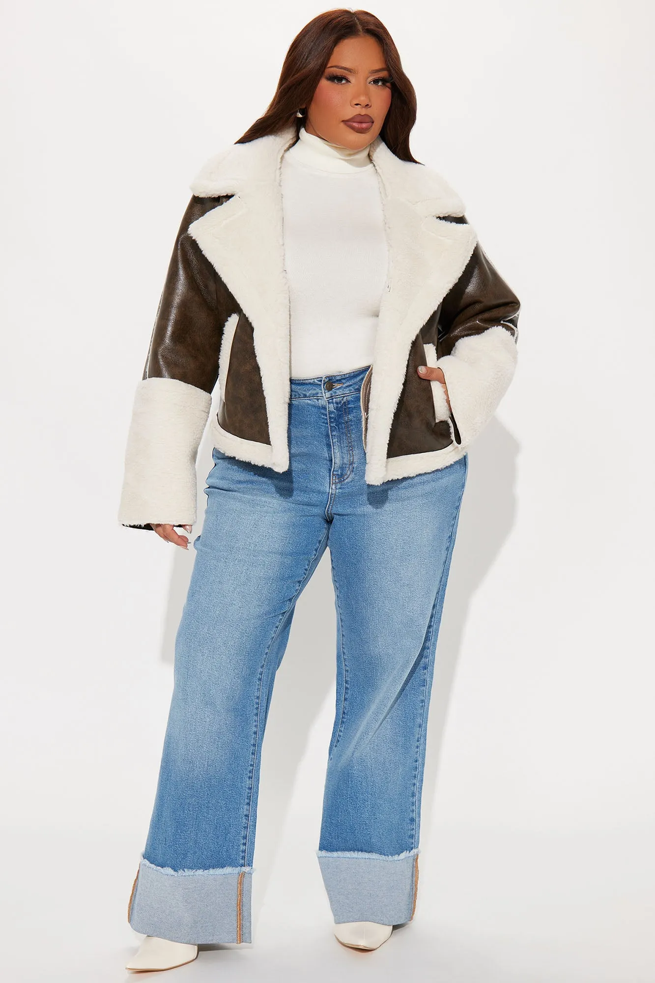 Back To Me Shearling Jacket - Brown/combo