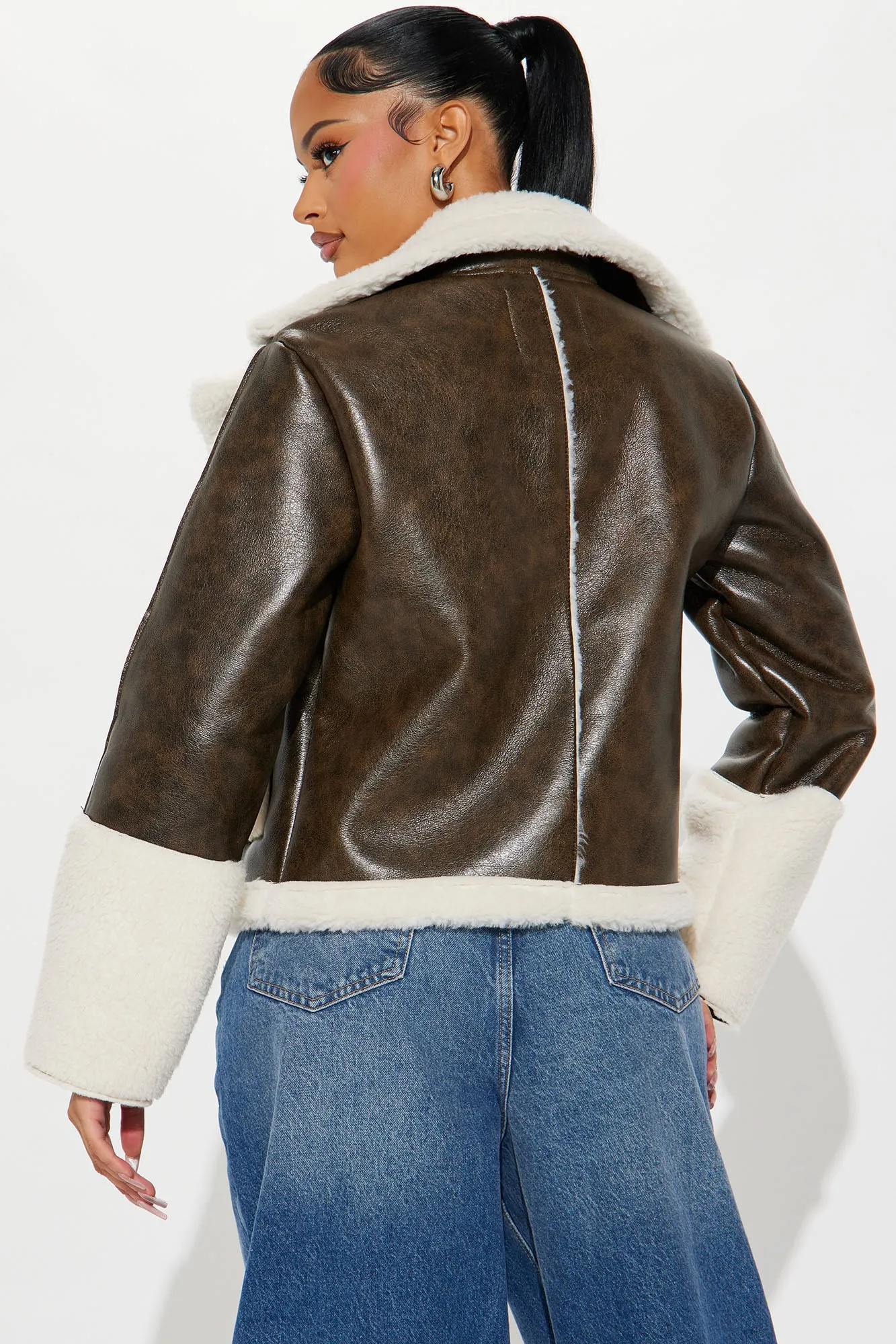 Back To Me Shearling Jacket - Brown/combo