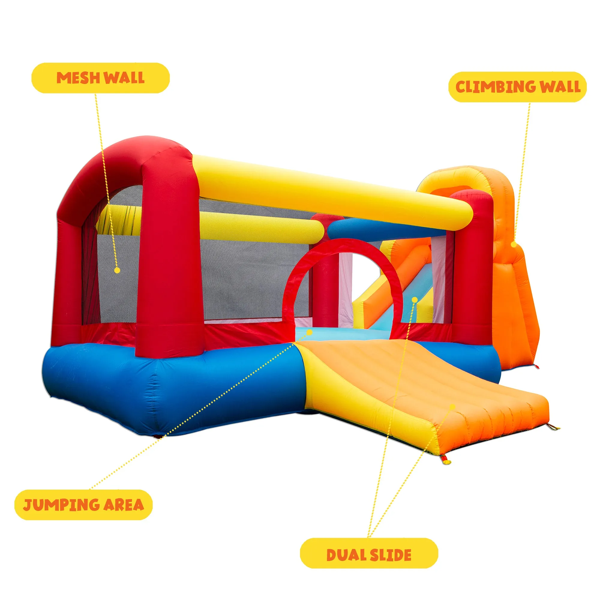 Banzai Double Slide Bouncer Outdoor Inflatable Bounce House & Climbing Wall