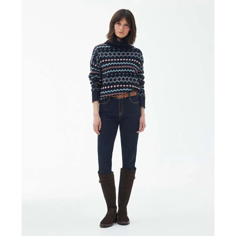 Barbour Fox Fairisle Ladies Roll Neck Jumper - Navy