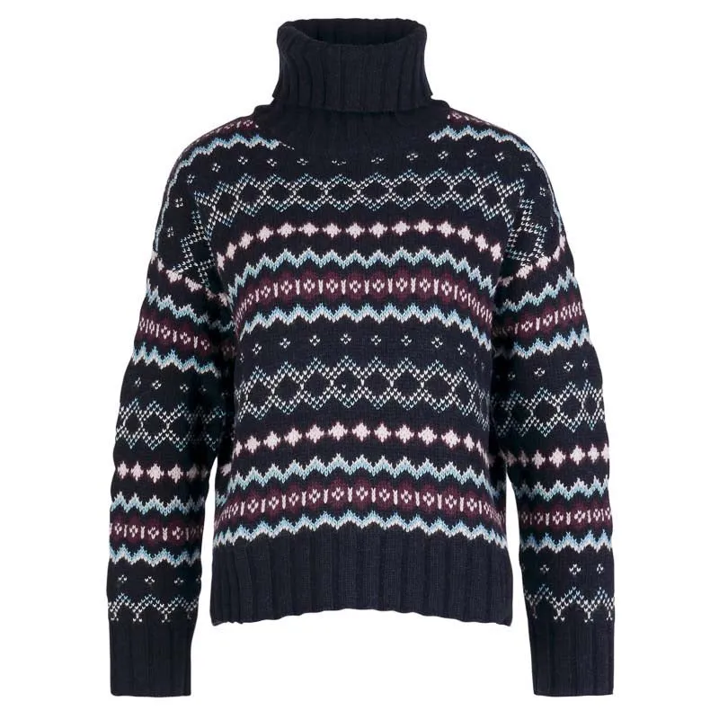 Barbour Fox Fairisle Ladies Roll Neck Jumper - Navy