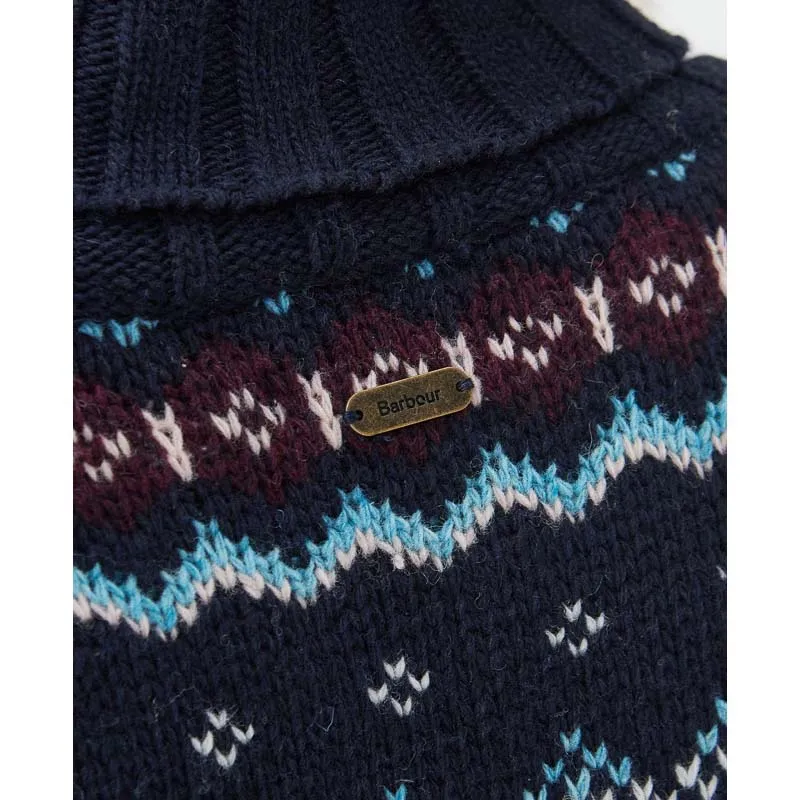 Barbour Fox Fairisle Ladies Roll Neck Jumper - Navy