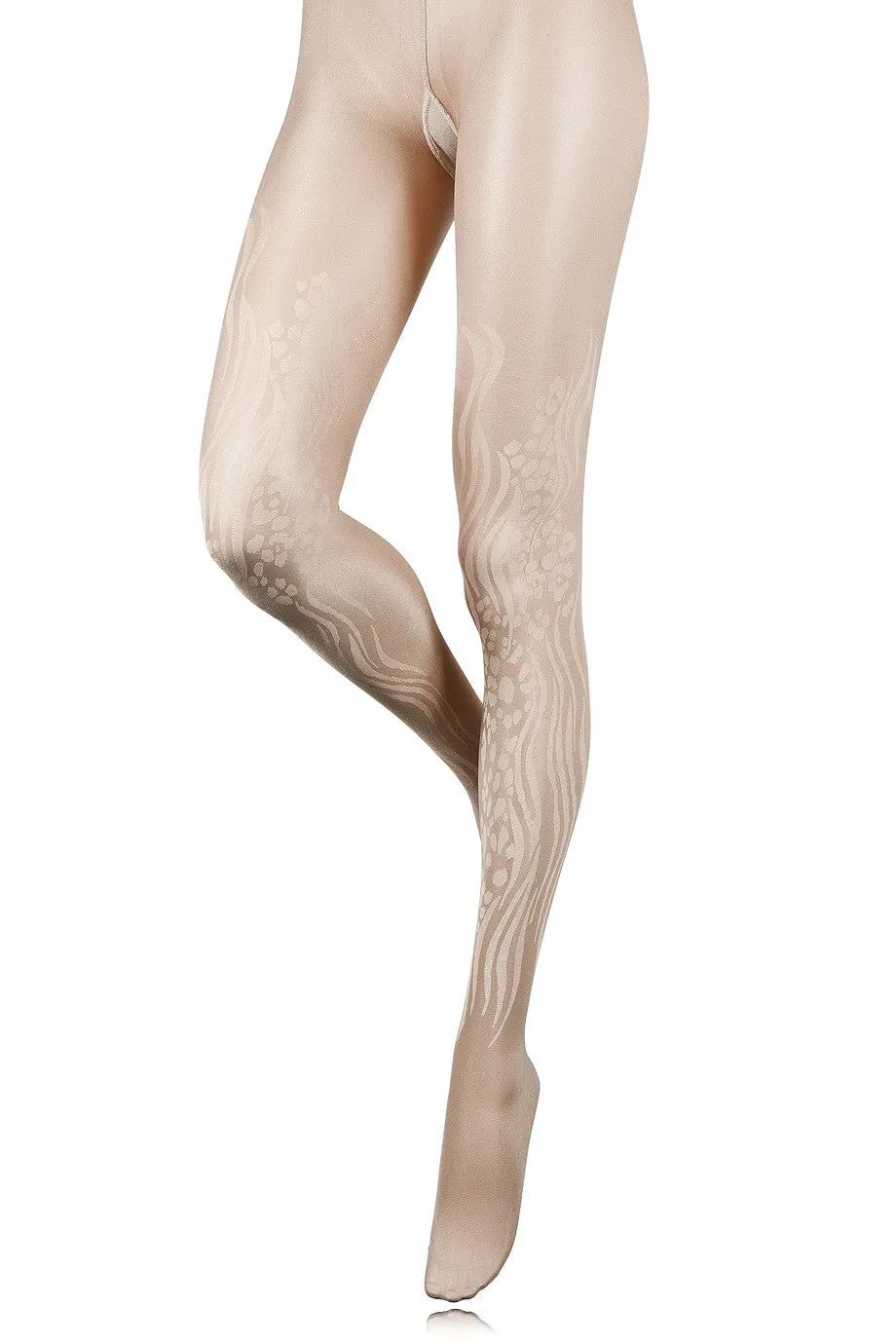 BEBAROQUE ZHORA Leopard Print Beige Sheer Tights