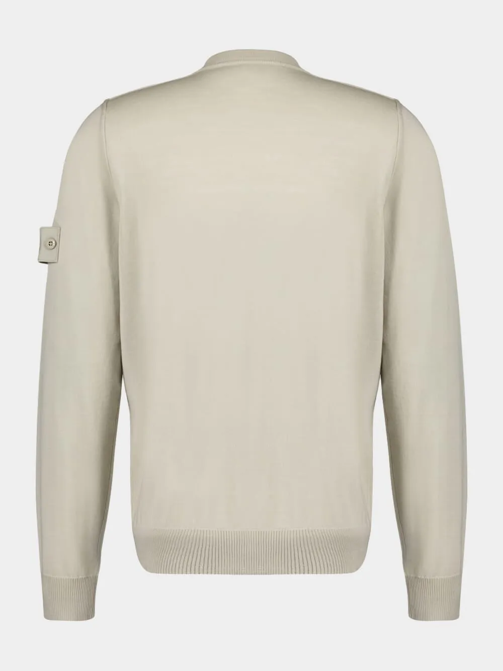 Beige Crewneck Jumper with Ribbed Details