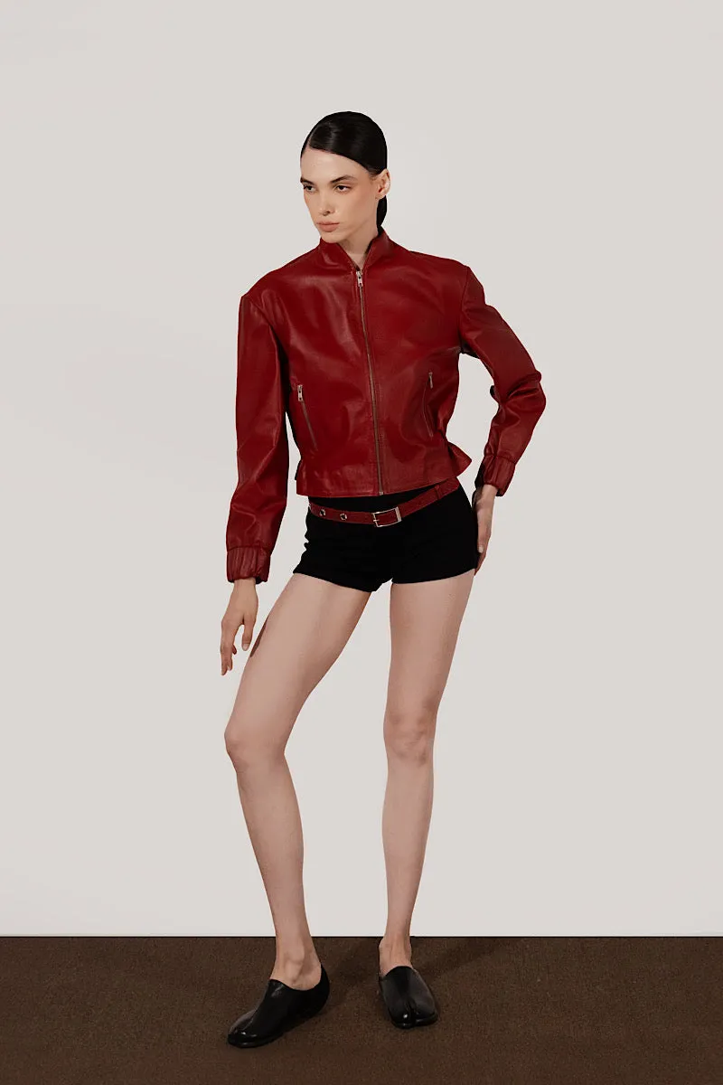 BENNETT LEATHER JACKET IN RED