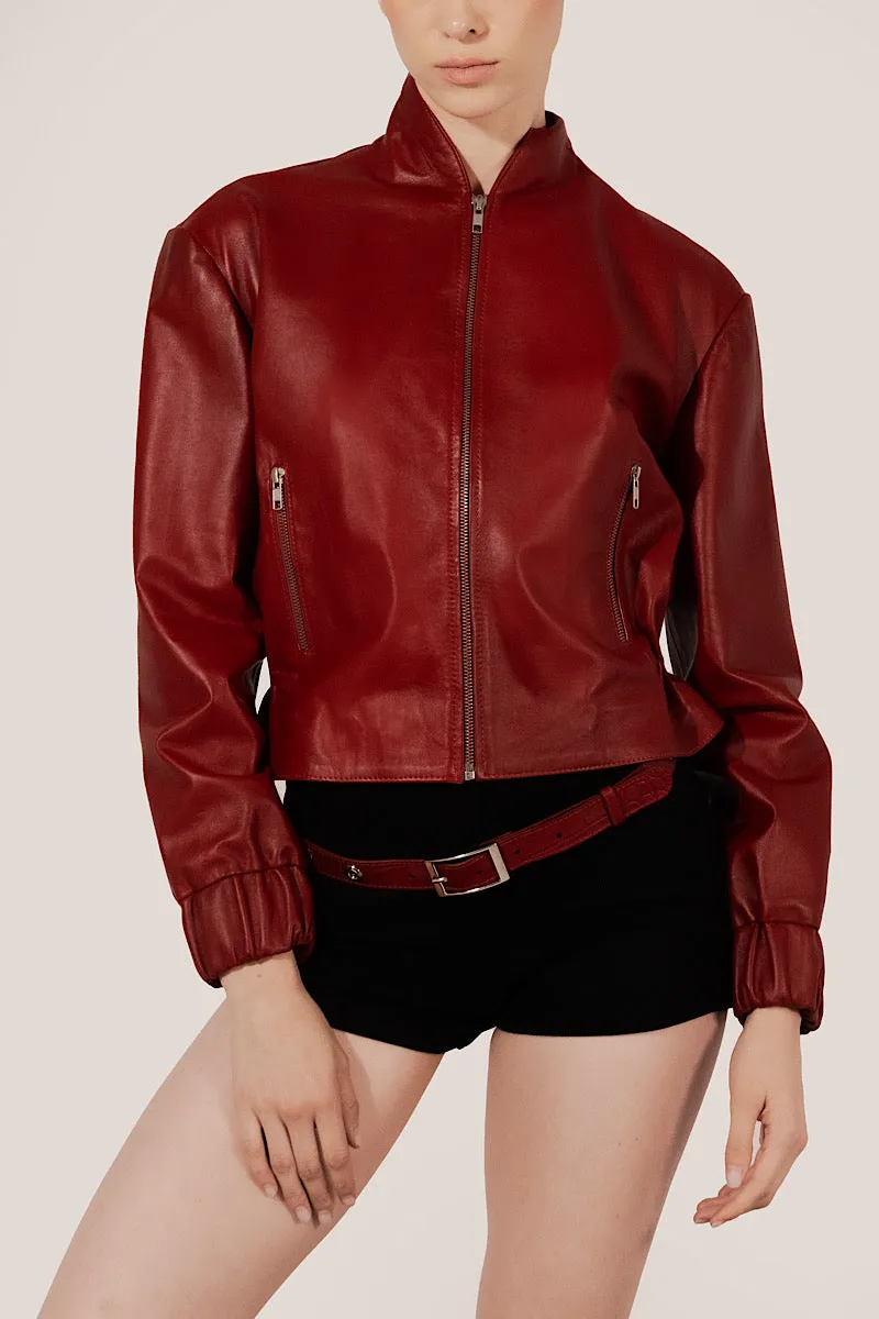 BENNETT LEATHER JACKET IN RED