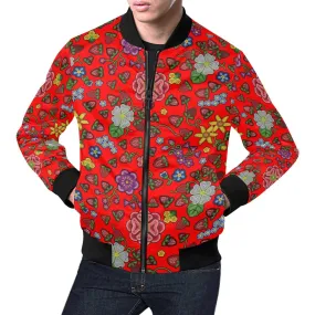 Berry Pop Fire All Over Print Bomber Jacket for Men