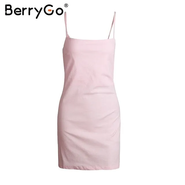 BerryGo Bow casual linen sexy dress Backless 2017 beach summer dress women sundress Slim fit bodycon white short dress vestidos