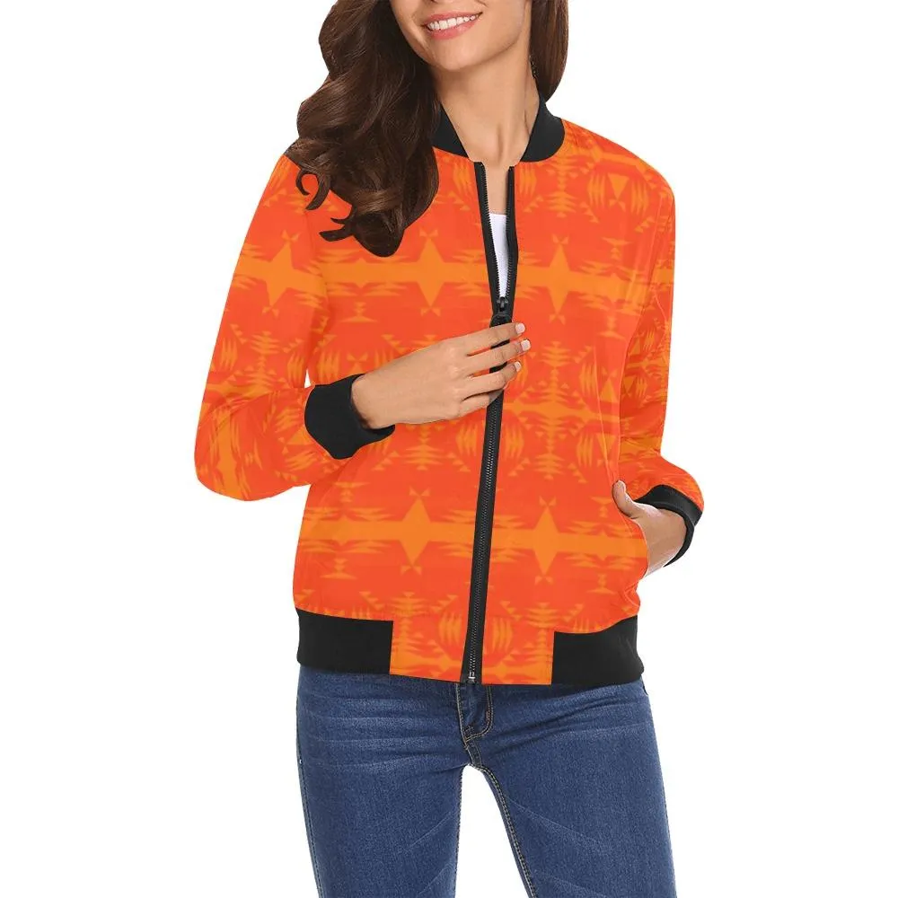 Between the Mountains Orange Bomber Jacket for Women