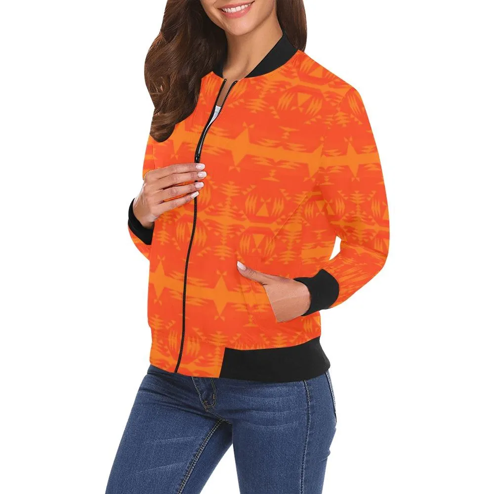 Between the Mountains Orange Bomber Jacket for Women