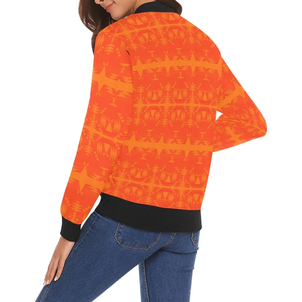 Between the Mountains Orange Bomber Jacket for Women