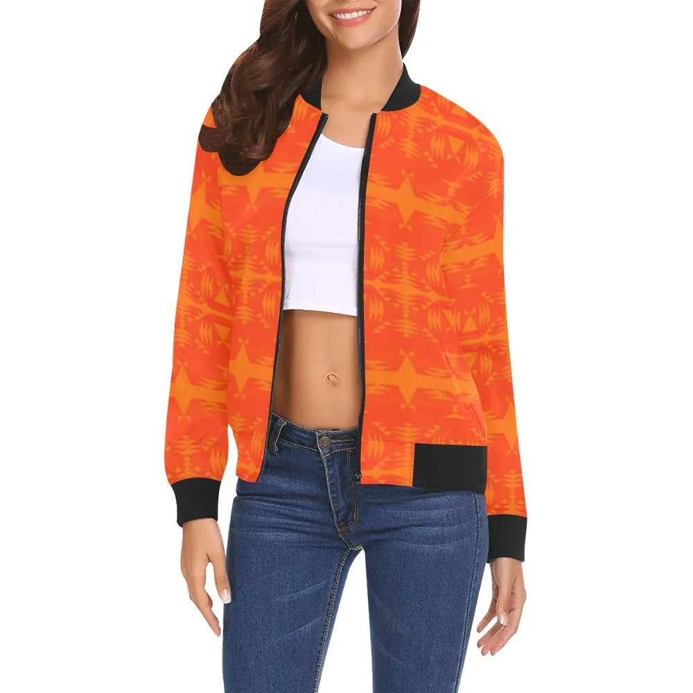 Between the Mountains Orange Bomber Jacket for Women