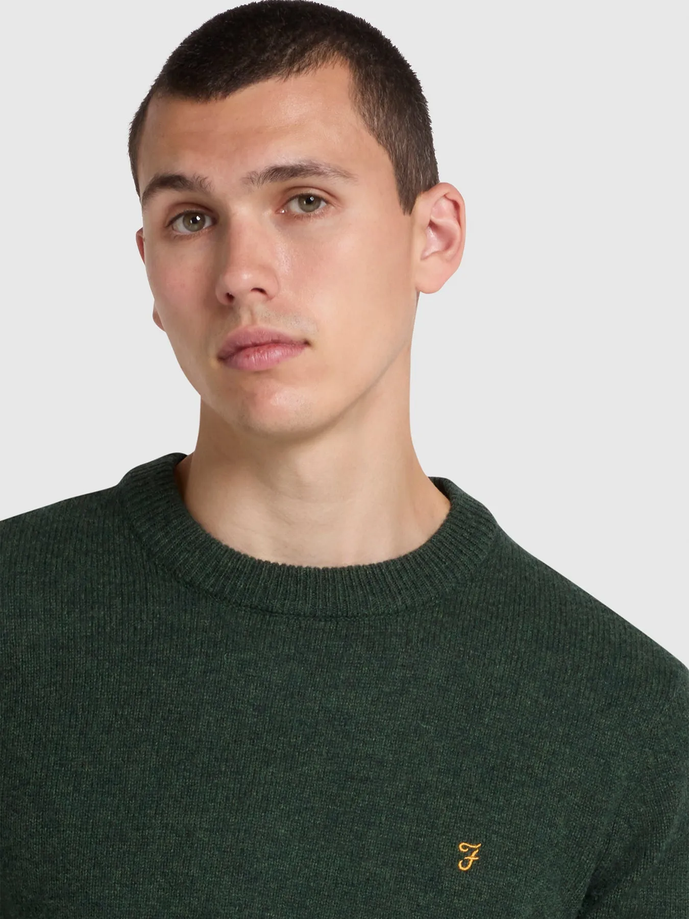 Birchall Crew Neck Lambswool Jumper In Evergreen