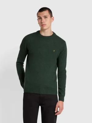 Birchall Crew Neck Lambswool Jumper In Evergreen