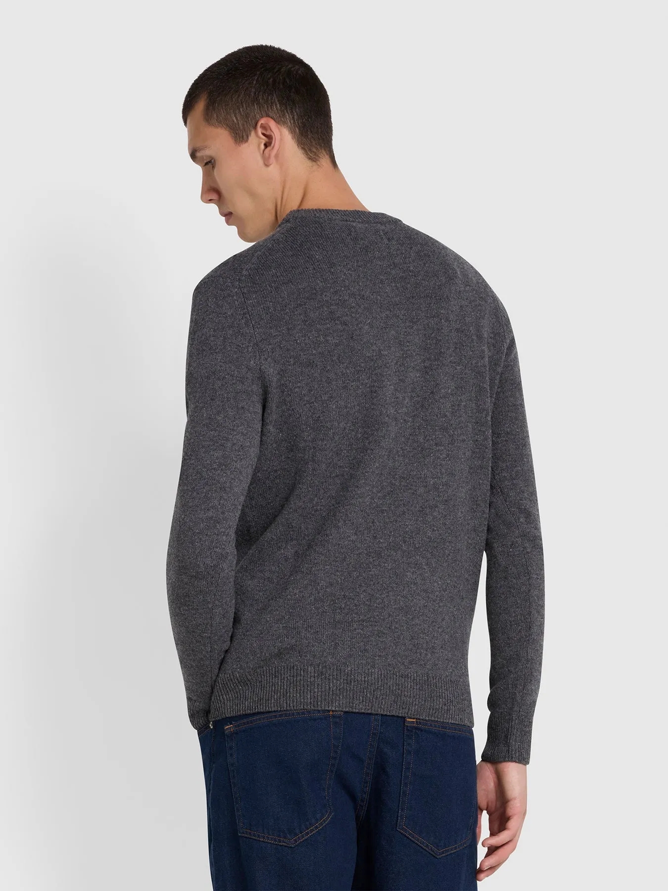 Birchall Crew Neck Lambswool Jumper In Farah Grey Marl