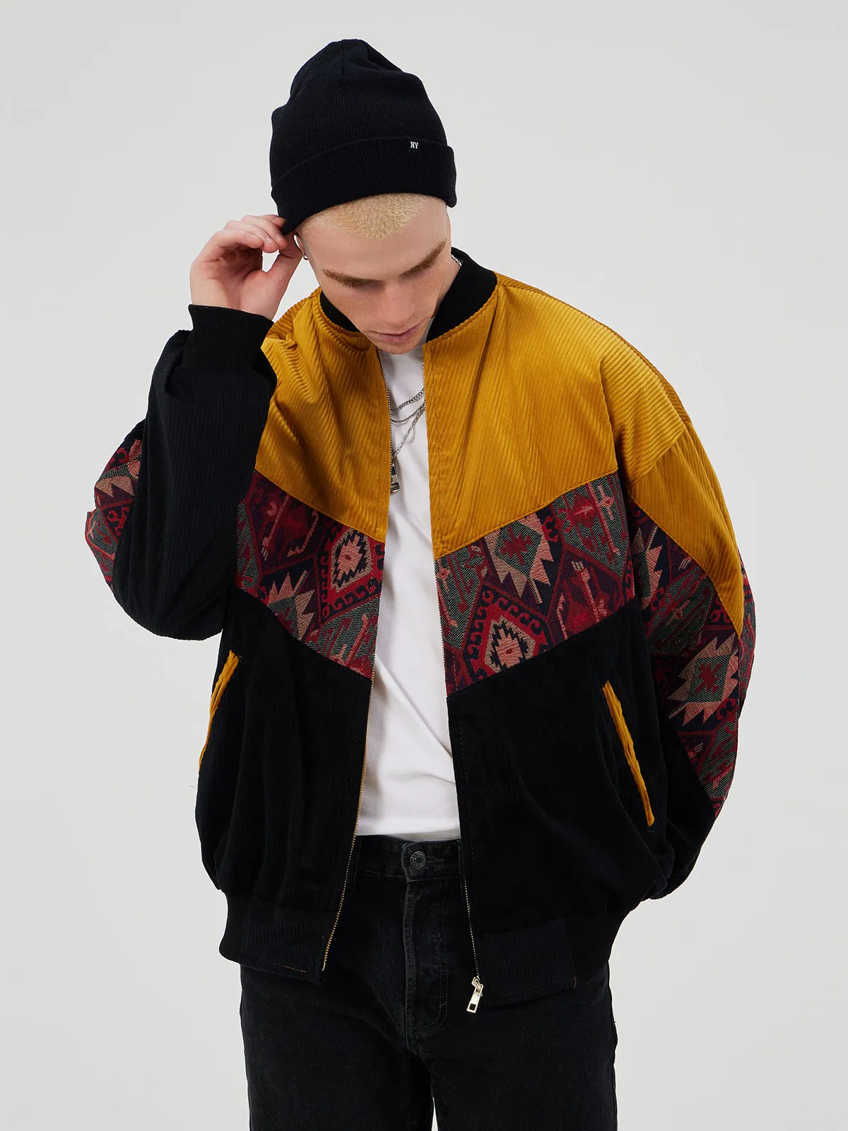 BLACK & YELLOW UNISEX BOMBER JACKET XXXL