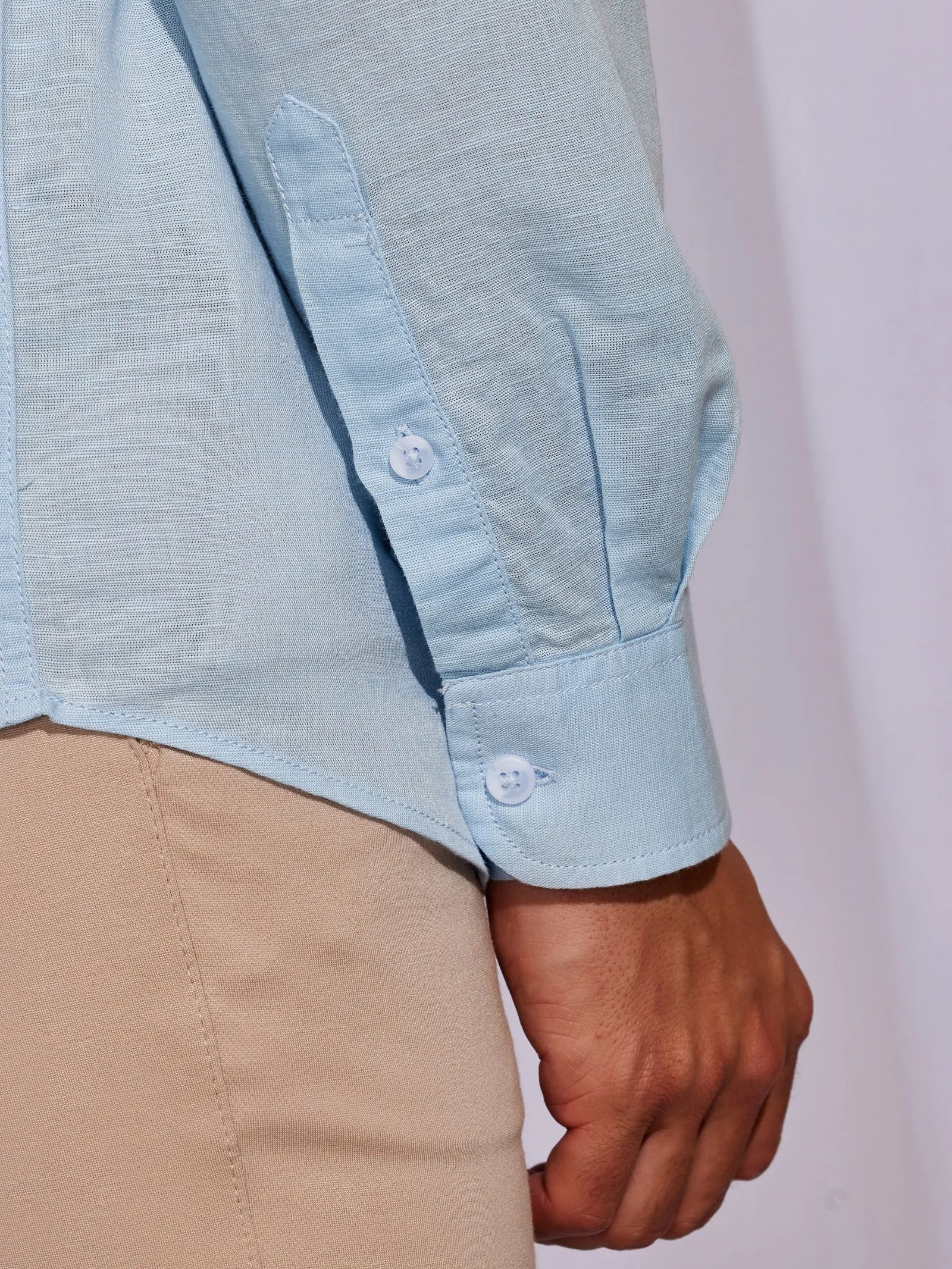 Blue Linen Cargo Shirt