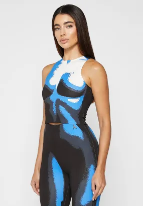 Body Print Racer Top - White/Blue