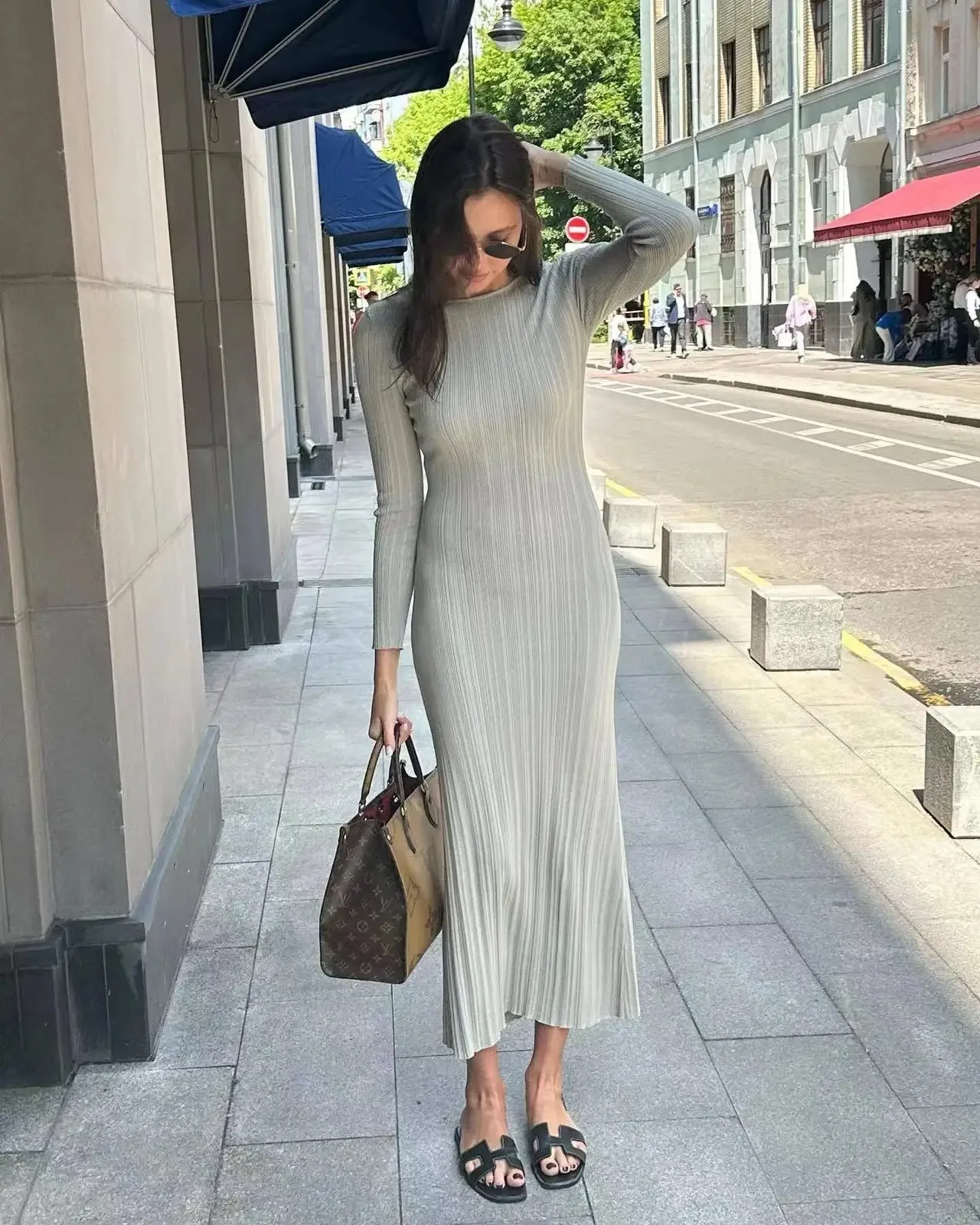 Bodycon Knitted 2024 Casual Long Sweater Pullover Fashion Slim Solid Spring Maxi Elegant Dress