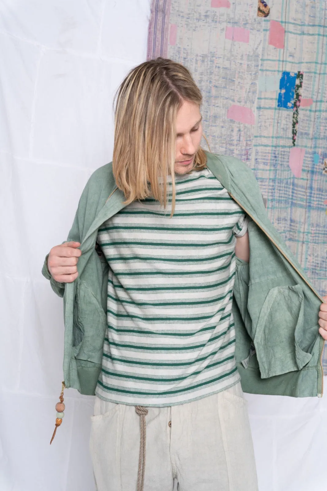 Bomber Hemp & Wild Silk Uneven Dye Sea Green