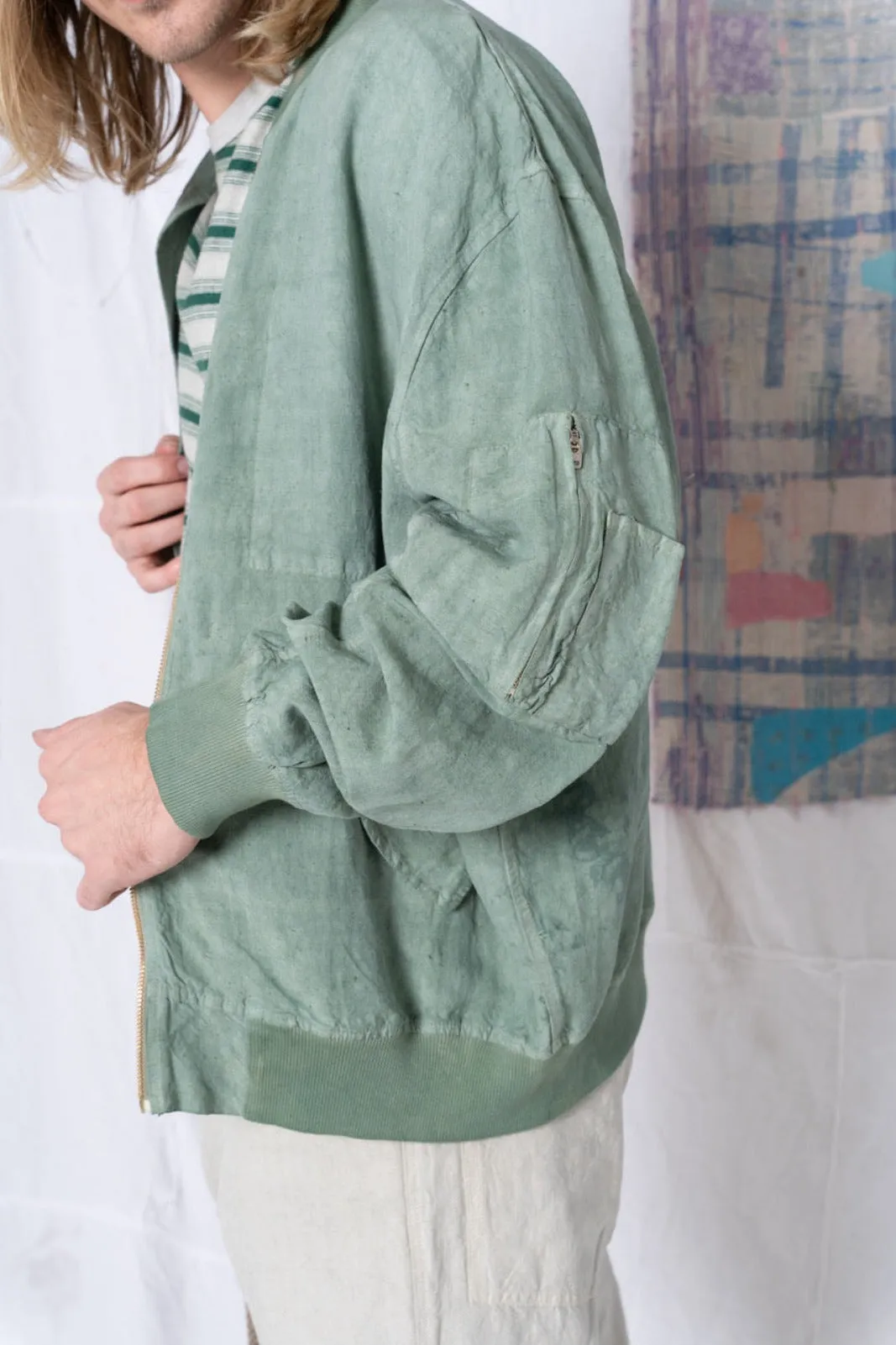 Bomber Hemp & Wild Silk Uneven Dye Sea Green