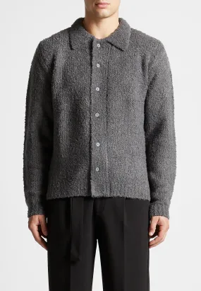 Boucle Knit Button Up Cardigan - Grey