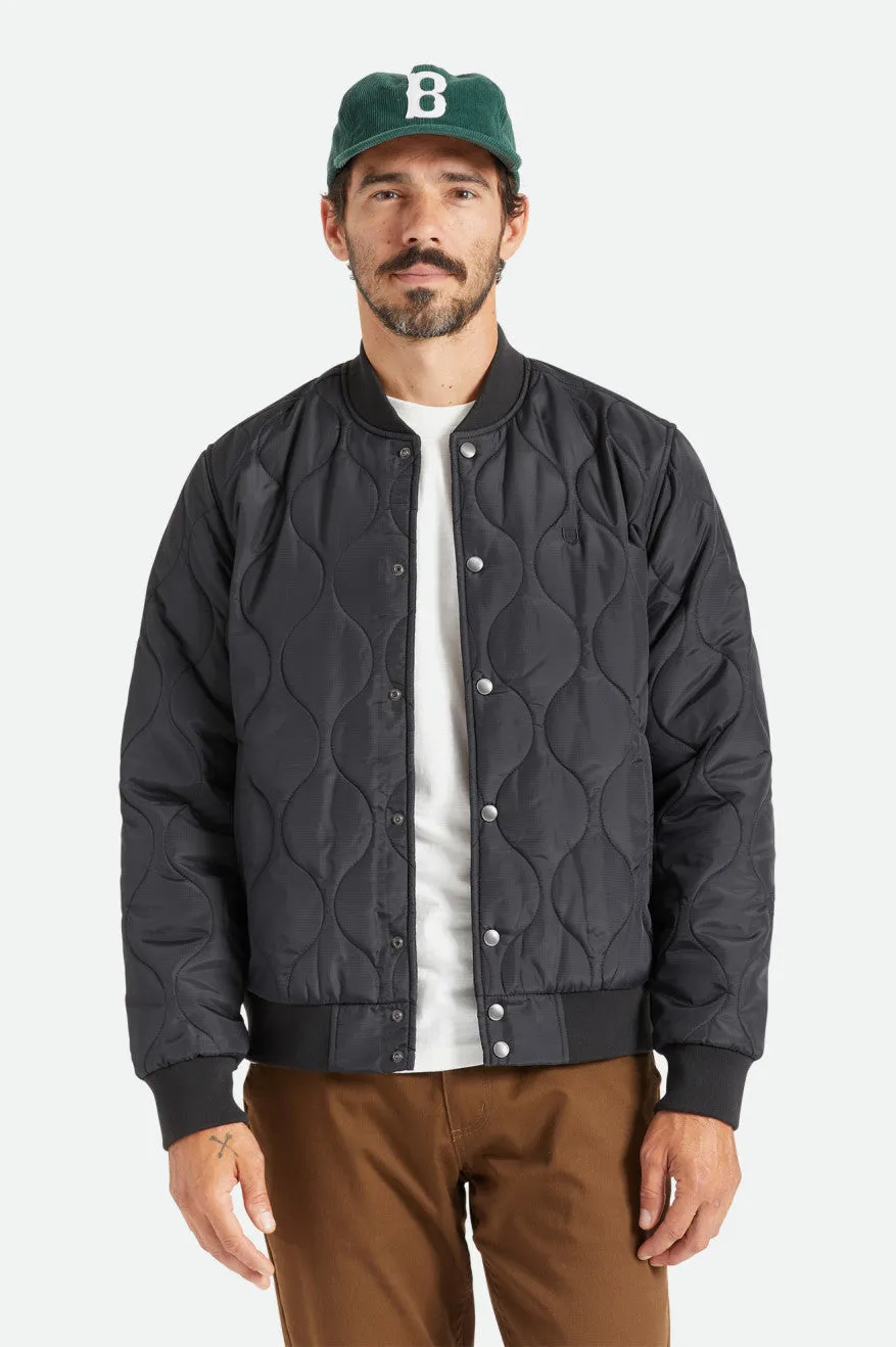 BRIXTON DILLINGER QUILTED BOMBER JACKET BLACK