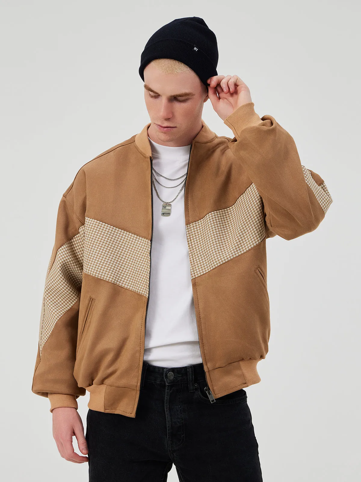 BROWN UNISEX BOMBER JACKET L