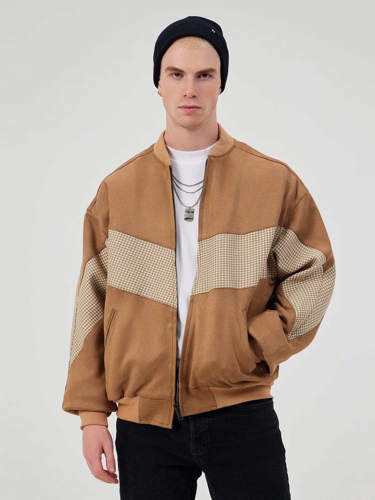 BROWN UNISEX BOMBER JACKET L