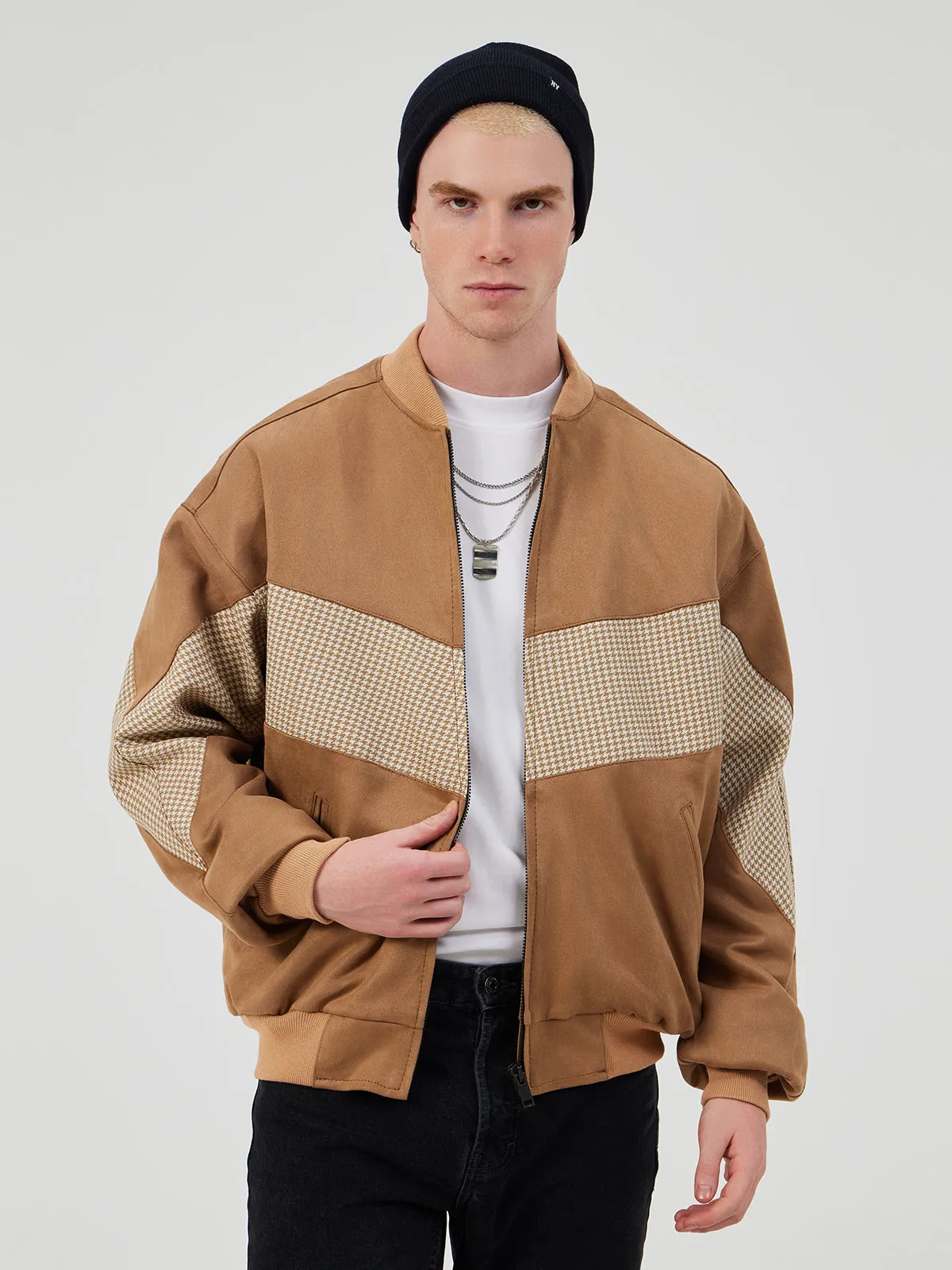 BROWN UNISEX BOMBER JACKET L