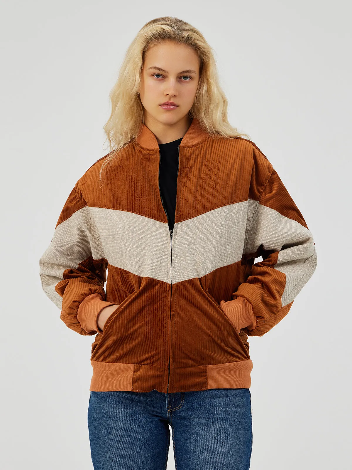 BROWN UNISEX BOMBER JACKET XS