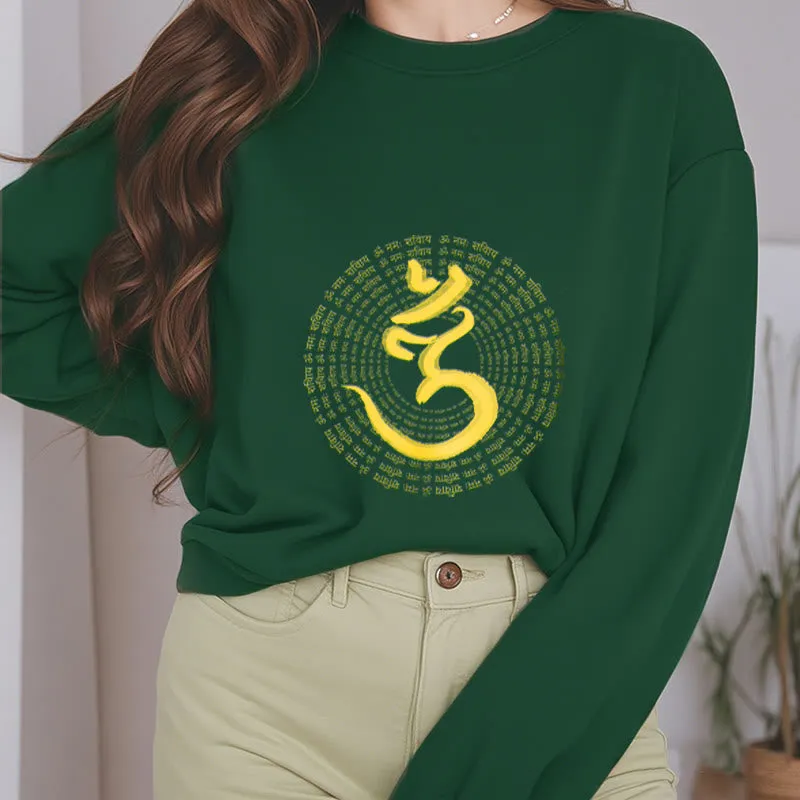 Buddha Stones 108 OM NAMAH SHIVAYA Mantra Sanskrit Fleece Lined Polyester Sweatshirt