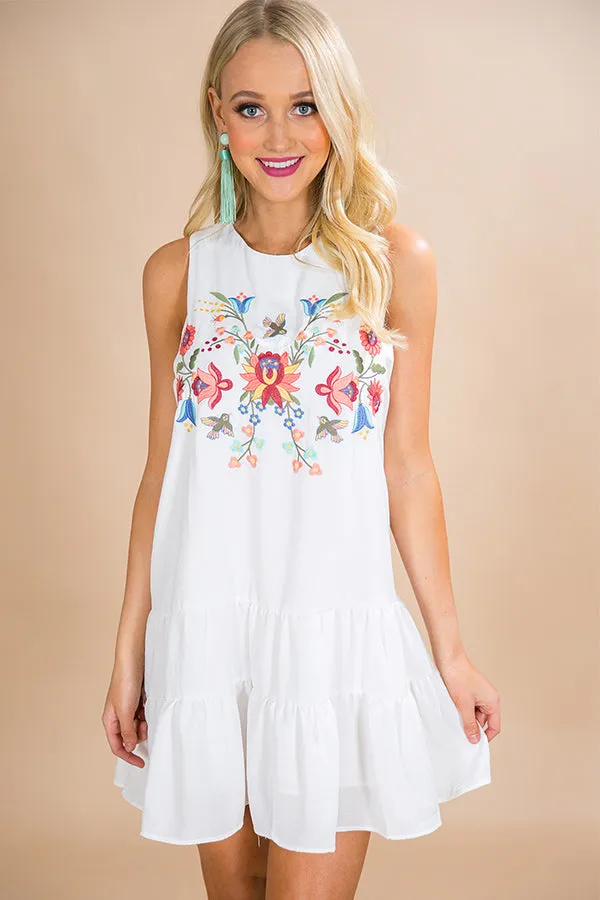 Cancun Crush Embroidered Dress In White