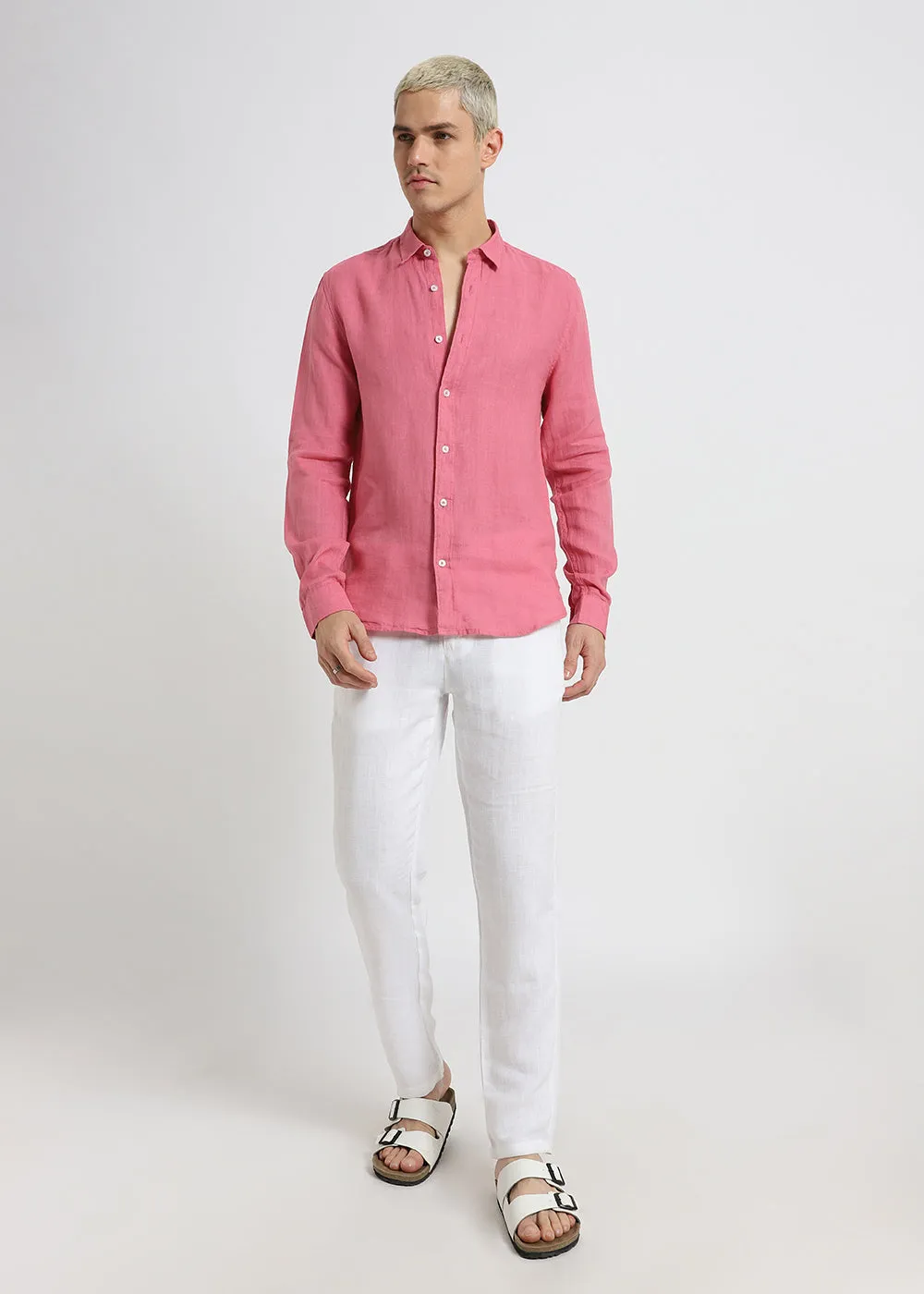 Carmine Pink Pure Irish Linen Shirt