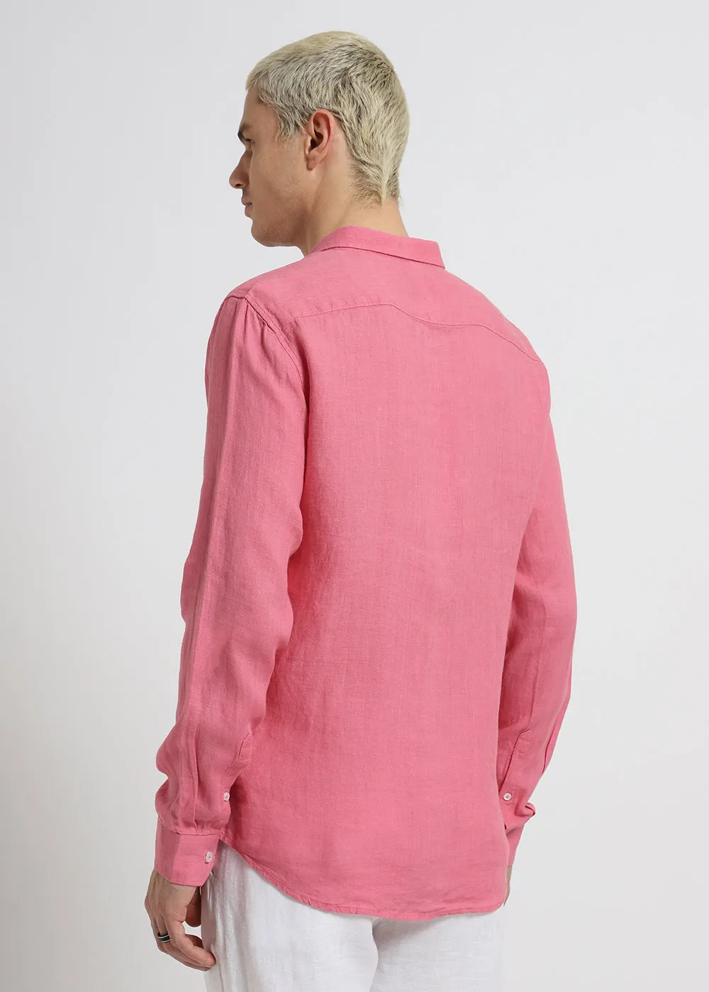 Carmine Pink Pure Irish Linen Shirt