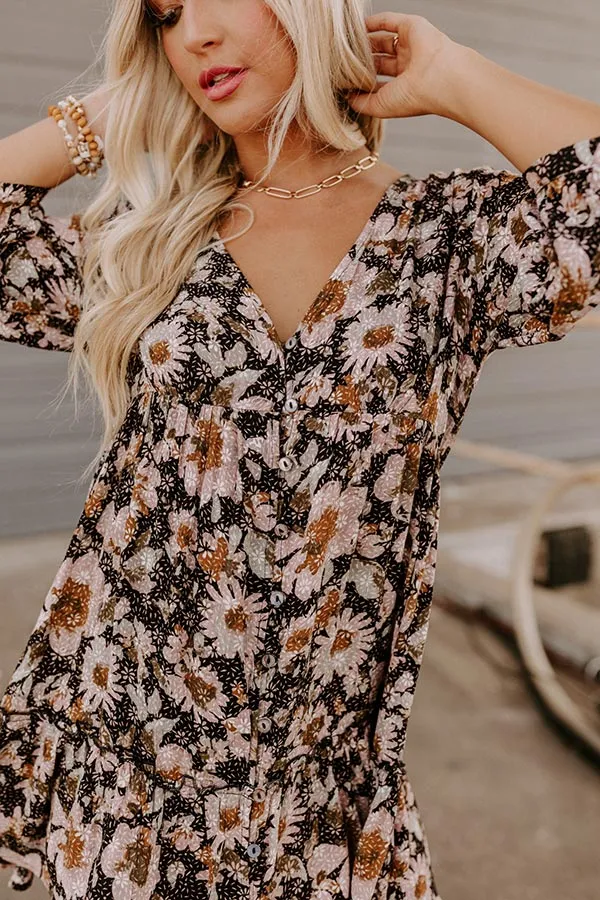 Casually Yours Floral Babydoll Dress In Black