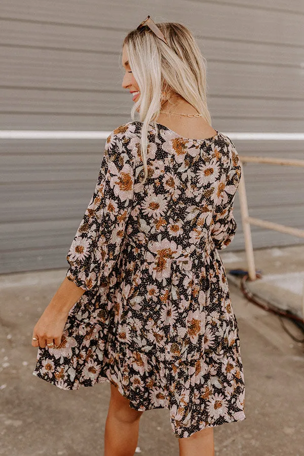 Casually Yours Floral Babydoll Dress In Black